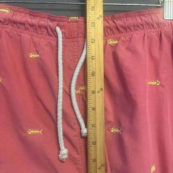 J. McLaughlin Swim Trunks Lined Mens XL Pink Fish Embroidered Summer Preppy - Picture 8 of 14